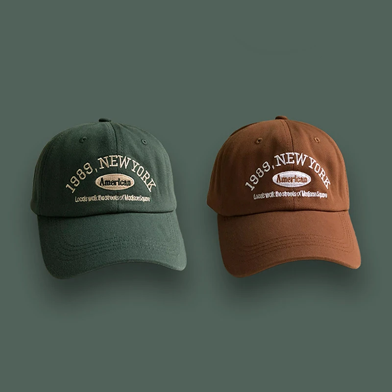 

1989 American Retro Men's And Women's Baseball Caps Street Lettered Embroidery Retro Flat Caps Solid Black And White Hip Hop Cap