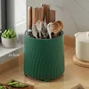 360° Rotatable Knife Holder, Multi-functional Kitchen Storage Rack Drain Basket, Simple Two-color Knife Storage Chopstick Barrel 4