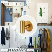 ตะขอแขวนสแตนเลสสีทองแบบติดผนัง 1~10 ชิ้น กาวเหนียวพิเศษ รับน้ำหนักได้มาก เหมาะสำหรับห้องครัว ห้องน้ำ และโรงรถ 2