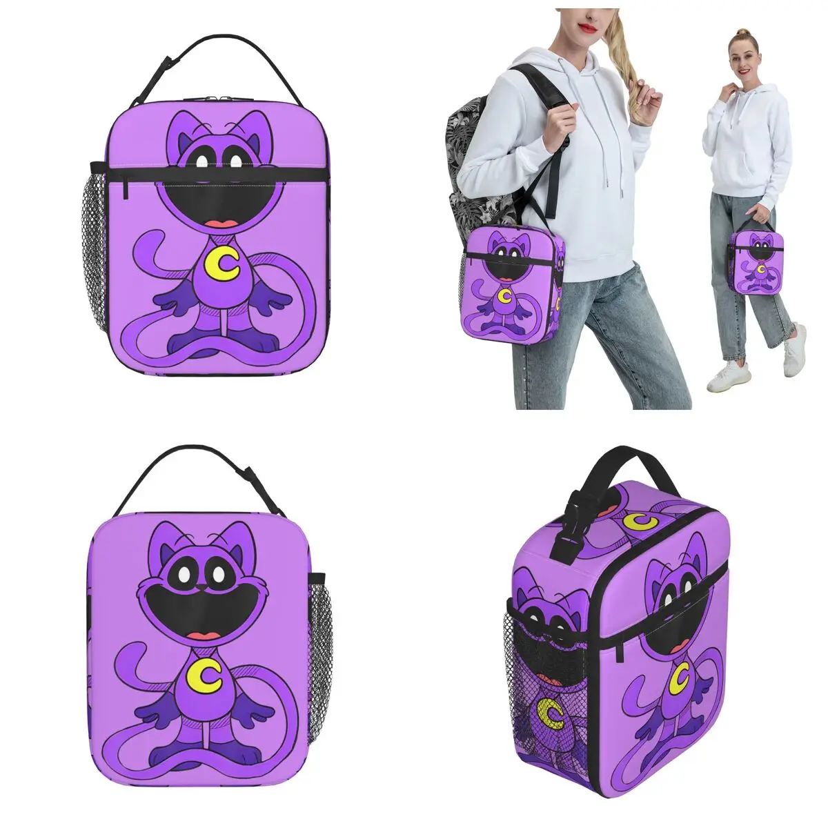 Custom Catnap Smiling Critters Insulated Lunch Bag Food Bag Portable Cooler Thermal Lunch Boxes For School Office 2