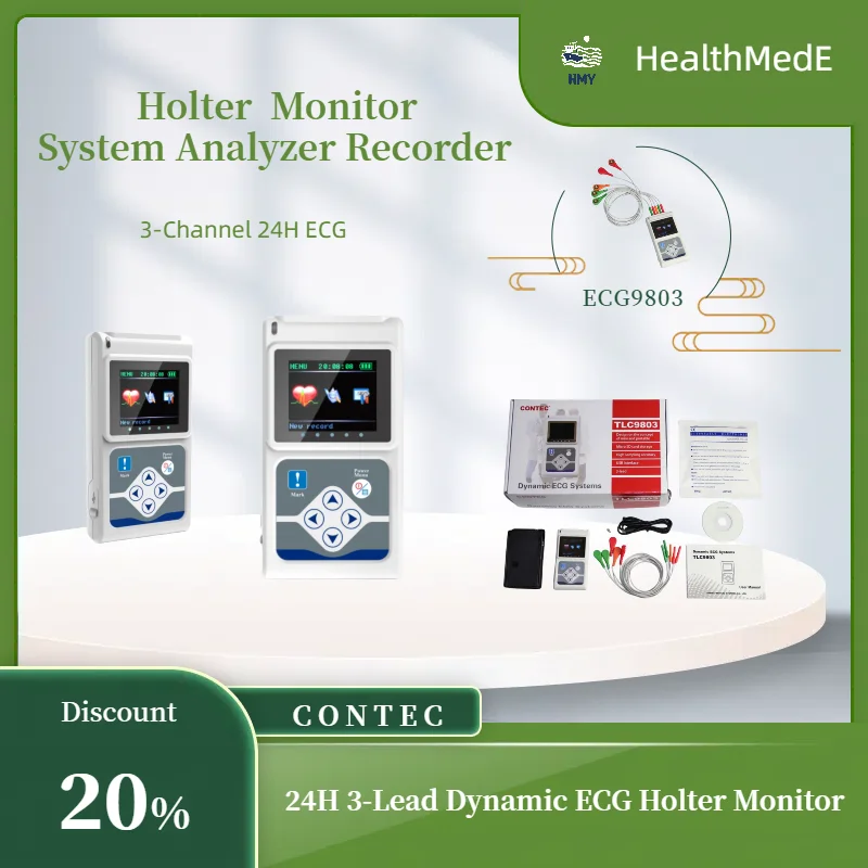 CONTEC TLC9803 3 Channels Recordable Machine Dynamic ECG Holter System monitoring tester Monitor health care