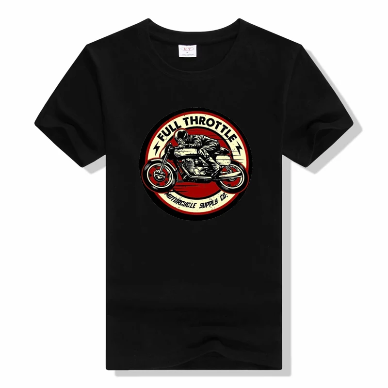 

Full Throttle Cafe Racer Rockabilly Biker T-Shirt Men Fashion Casual Short Sleeve Loose Cotton T shirt Summer Round neck Tees