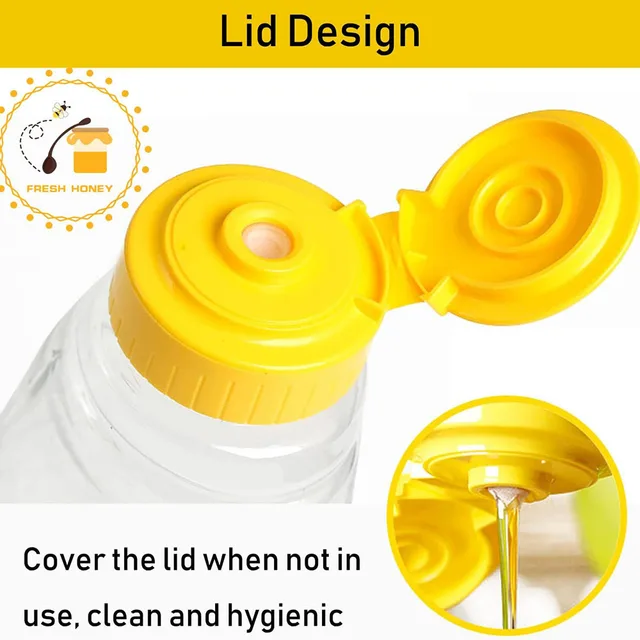 8oz Clear Plastic Honey Bottles,Squeeze Honey Bottle Container Holder with Flip Lid for Storing and Dispensing honey jar 3