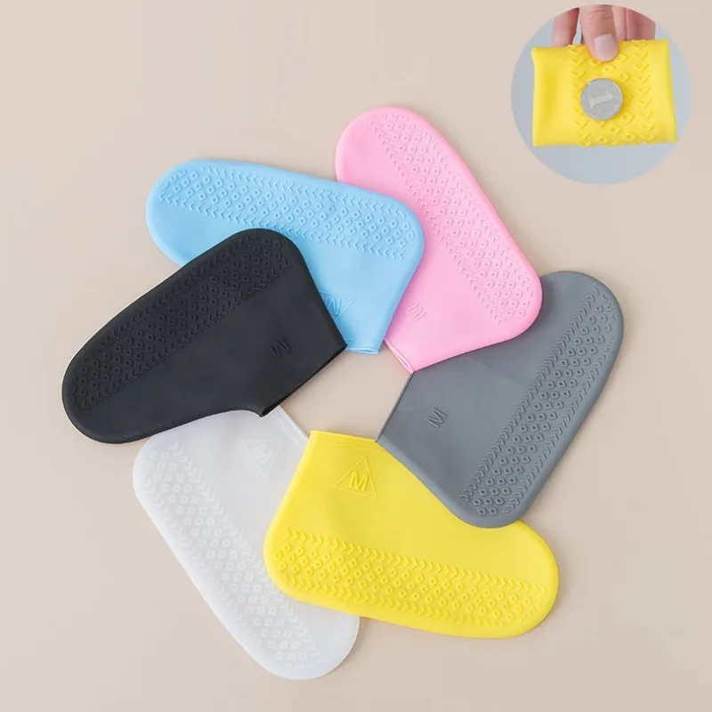 

2pcs Waterproof Non-slip Silicone Shoe High Elastic Wear-resistant Unisex Rain Boots for Outdoor Rainy Day Reusable Shoe Cover
