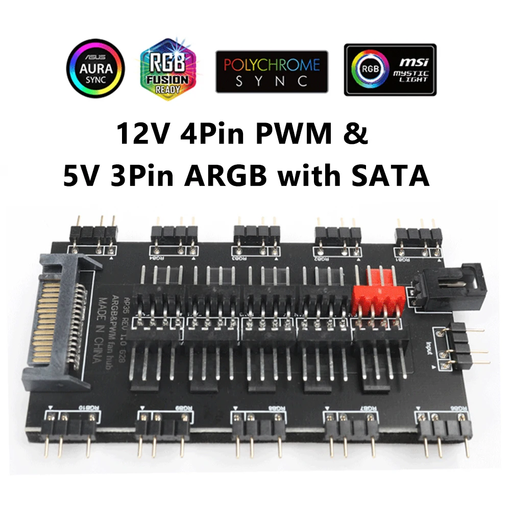 3/4pin Argb Rgbw Cable Asus Aura Sync Rgb 5/8/9hub Splitter Sata Power