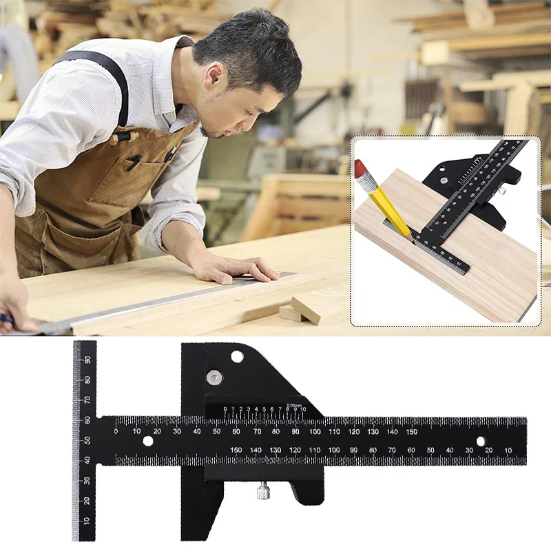 Multi Woodworking Sliding Gauge Aluminum Alloy Scribe Ruler Depth Gauge T-Square Scribing Measuring Tools Marking Gauge T Ruler woodworking scribe 60 600mm t type ruler scribing ruler aluminum alloy line drawing marking gauge diy measuring tools