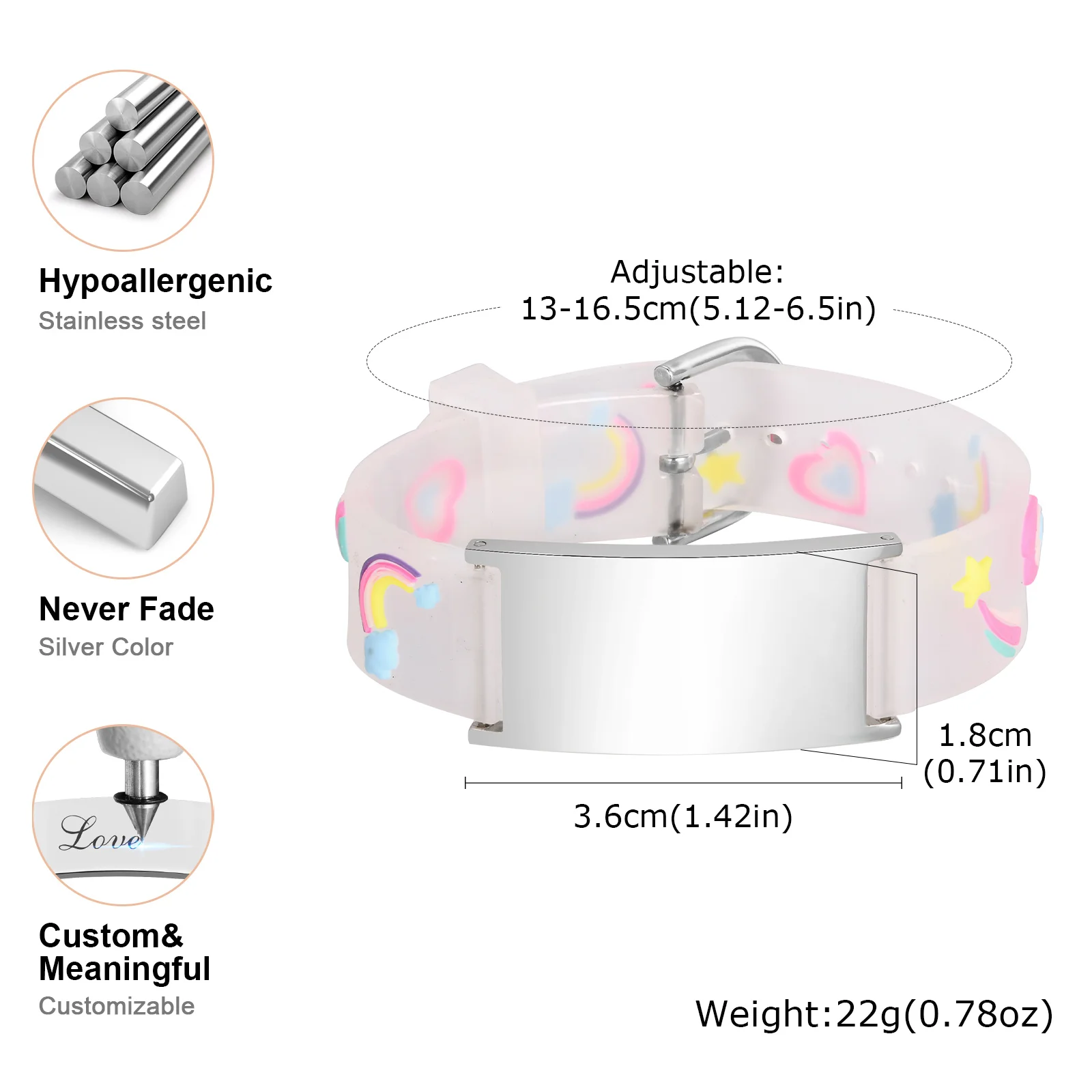 Kostenloses personalisiertes individuelles Namens-ID-Armband für Jungen und Mädchen, verstellbares Cartoon-Silikon-Armband, gravierter Schmuck, Geschenk für Kinder – Detail 8