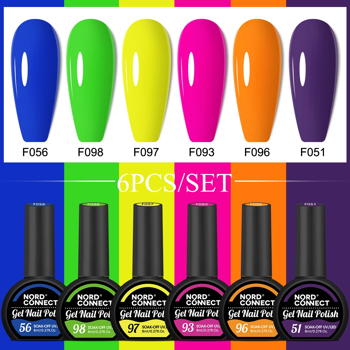6-Piece Hypoallergenic Gel Nail Polish Set - Professional Nail Care