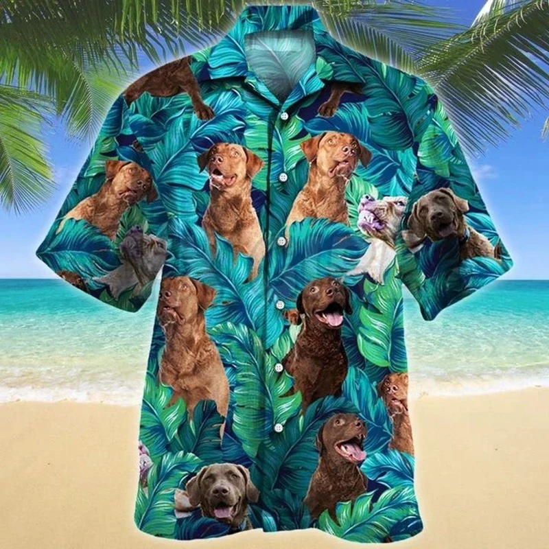 

Chesapeake Bay Retriever Tropical Pattern 3D All Over Printed Hawaiian Shirt Men's For Women's Harajuku Casual Shirt Unisex