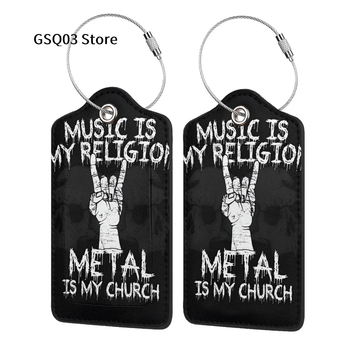 

Music Is My Religion Luggage Tag for suitcases Abstract Leather Stainless Steel Loop Label Tag for Men Women Travel Bag Suitcase