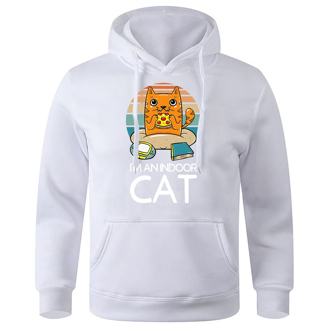 

I'M An Indoor Cat I Love Pizza Game Books Men'S Hooded Fashion Retro Streetwear Man Breathable Warm Hoodie Basic All Match Hoody