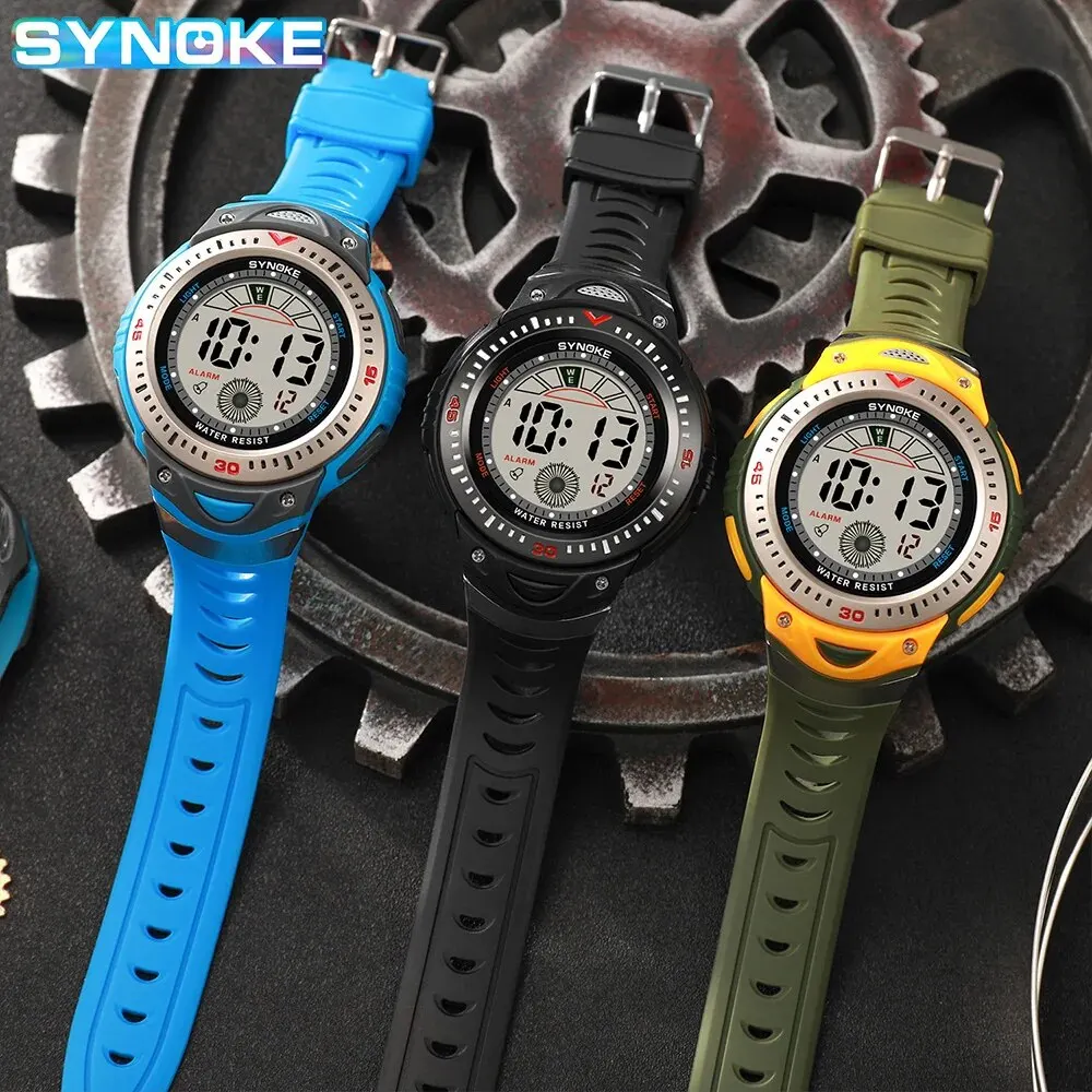SYNOKE New Men Mountaineering Digital Watch Waterproof Shock Resist Large Screen Outdoor Running Student Fashion Watch Handsome 3