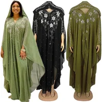 Fashion African Women Luxury Diamonds Beaded Evening Dresses Dubai Abaya Islamic Morocco Kaftan Ethnic Style Chiffon Robe Arab 1