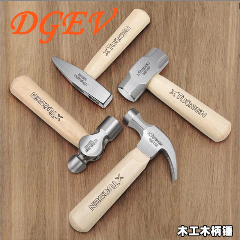 Compact High Carbon Steel Hammer with Solid Wood Short Handle - Octagonal or Round Head Design