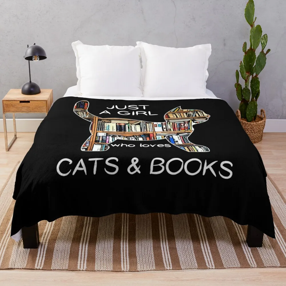 

Just a girl who loves cats and books Throw Blanket For Baby Flannel Fabric Nap Blankets