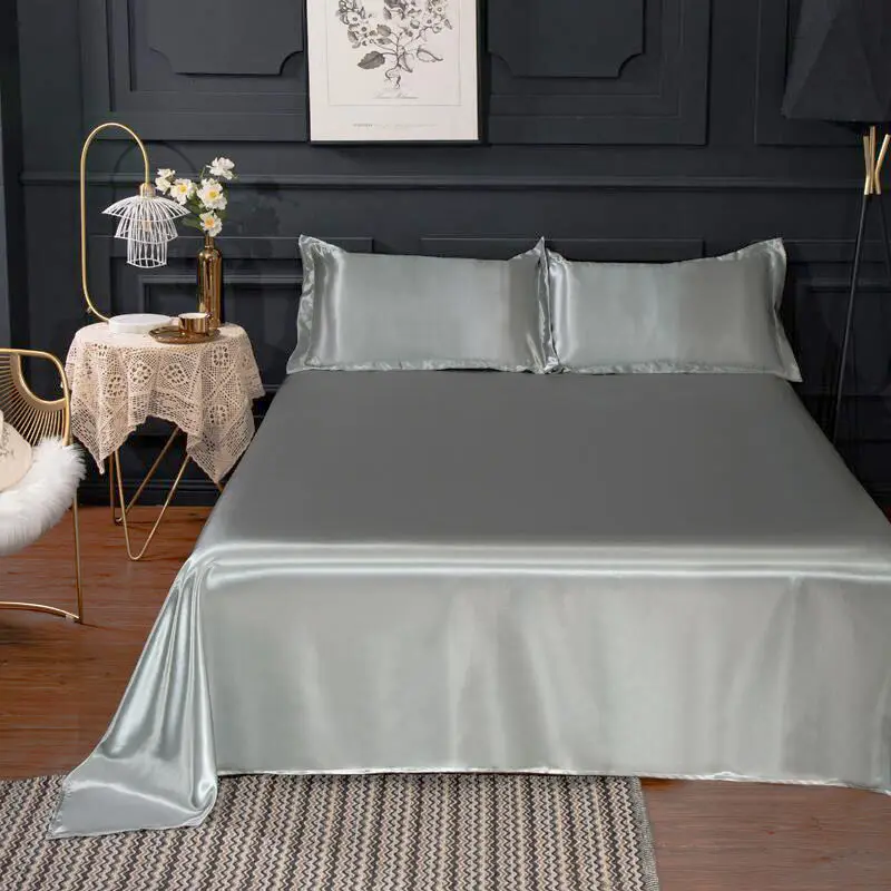 Ice Silk Bed Sheet Satin Sheet Pillowcase Single Bed Cover Full Bed Linens Double Bed Sheets Mattress Pad Bedspread 13 Color 6