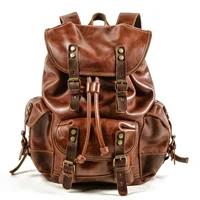 The New Genuine Leather Men Backpack  Outdoor Casual School Bag Large Capacity Backpack Genuine Leather Mountaineering Bag 1