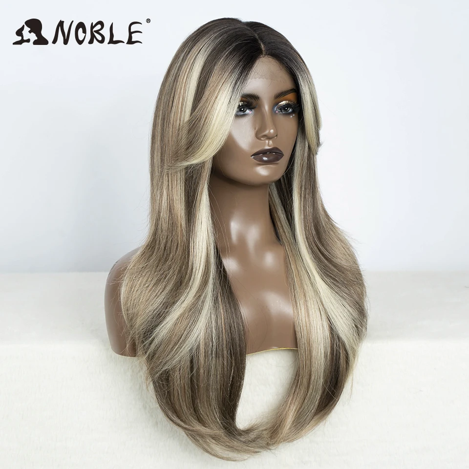 Noble Synthetic Lace Front Wig 26" Straight Ombre lace Wig For Women Cosplay part Blonde Wigs Lace synthetic lace front wig lace wigs womens synthetic wigs synthetic wigs