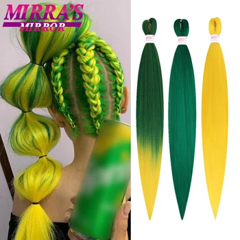 Estensioni dei capelli sintetici per trecce africane 20/26 pollici Bulk Yaki dritto treccia jumbo capelli verde giallo rosa rosso viola treccia