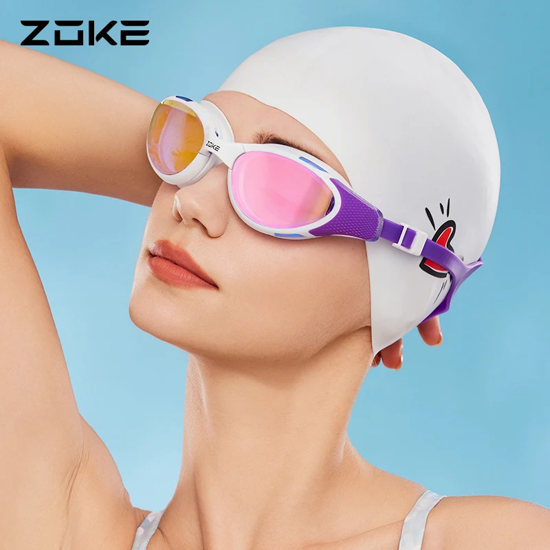 ZOKE Hd Large Frame Lens Swimming Goggles Electroplating Anti-Fog Anti-Glare Training for Adults and Teenagers