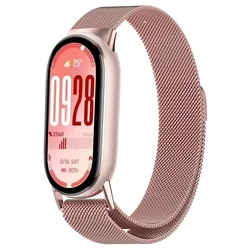 Magnetic Milanese Breathable Sport Wristband - Metal Band Bracelet - Mi band 10 (Rose pink)