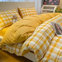 4pcs Solid Color Bedding Set Quilt Duvet Cover Sheet  100% Cotton Microfiber for Cotton Bedding Duvet Single Queen King Size 5