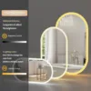 Backlit Smart LED Bathroom Mirror: Oval Dimmable 3 Colors Anti-Fog Mirrors with Light Memory - IP65 CRI95 Large Wall Mounted 6