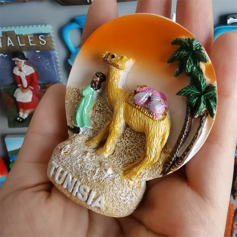 Aimant Frigo 3D Chameau Tunisie | Résine Fait Main | Souvenir Décoration Cuisine - Taille ~6x6,5 Cm - 3