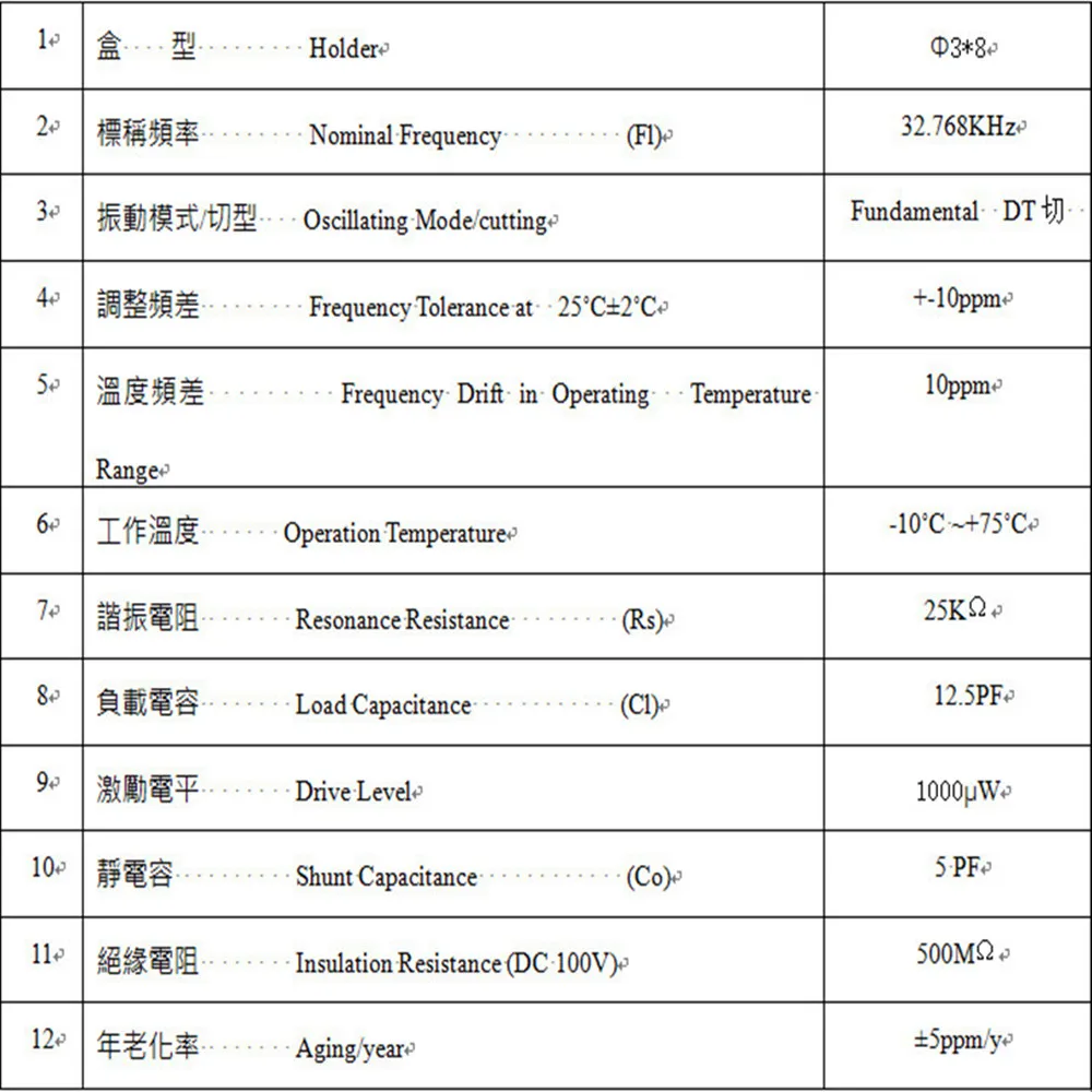 (10pcs) 32.768Khz 3*8mm Crystal Oscillator 32.768K 32768 3x8mm 308 Cylinder Quartz Frequency Resonator DIP 12.5PF &plusmn;10PPM