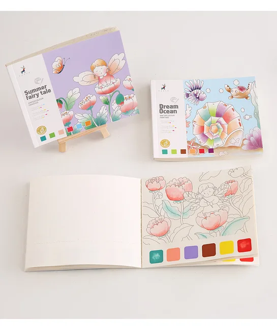 1pc Creative Watercolor Coloring Book Comes with Pigments for Kids Adult  Student Doodle Picture Book - AliExpress