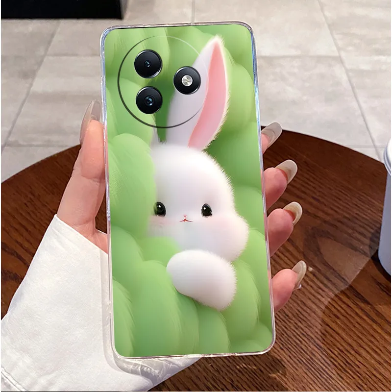 Clear Case with Cute Love Rabbit Cartoon - Luxury Soft Silicone TPU Cover