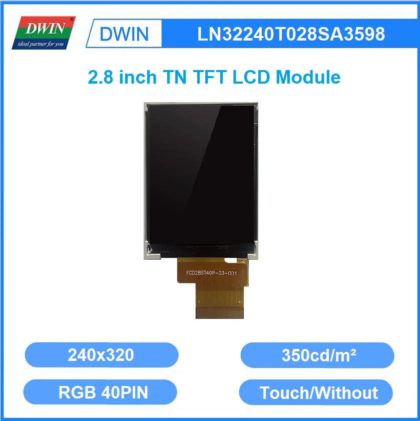 

DWIN 2.8 Inch 350nit 240x320 TFT LCD Module RGB 18bit Capacitive Resistive Touch For STM32 ESP32 LN32240T028SA3598