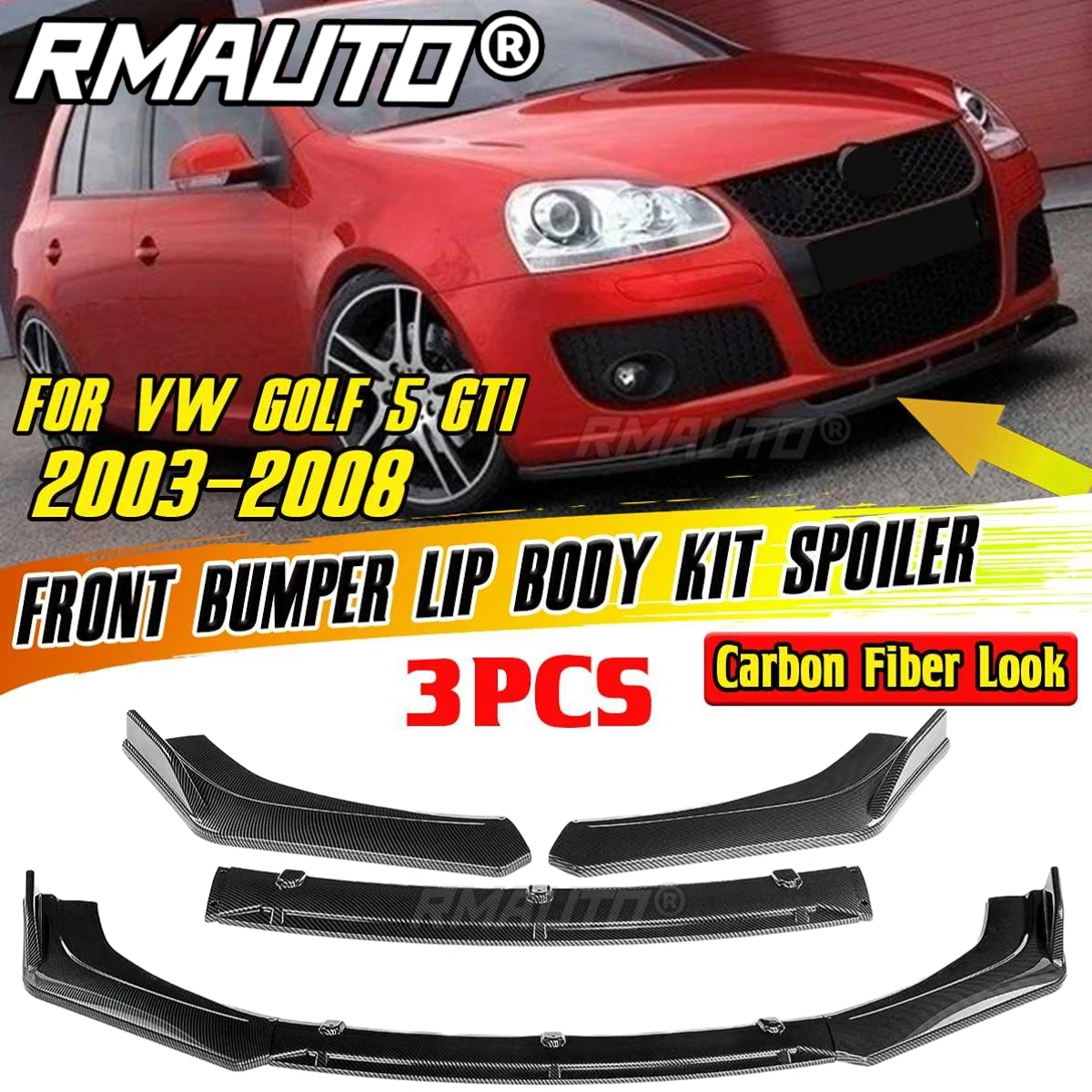 

Передний спойлер для бампера VW Golf 5 GTI 2003-2008 из углеродного волокна