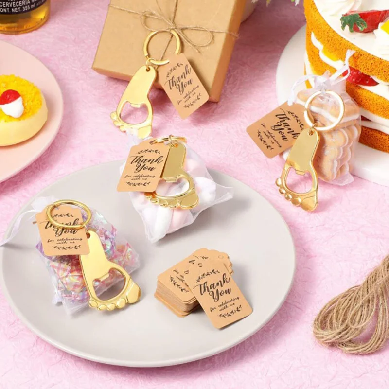 200pcs Personalized Baby Foot Shaped Keychain Bottle Openers Gender Reveal Baby Shower Baptism Favor Souvenir Return Gift Gifts