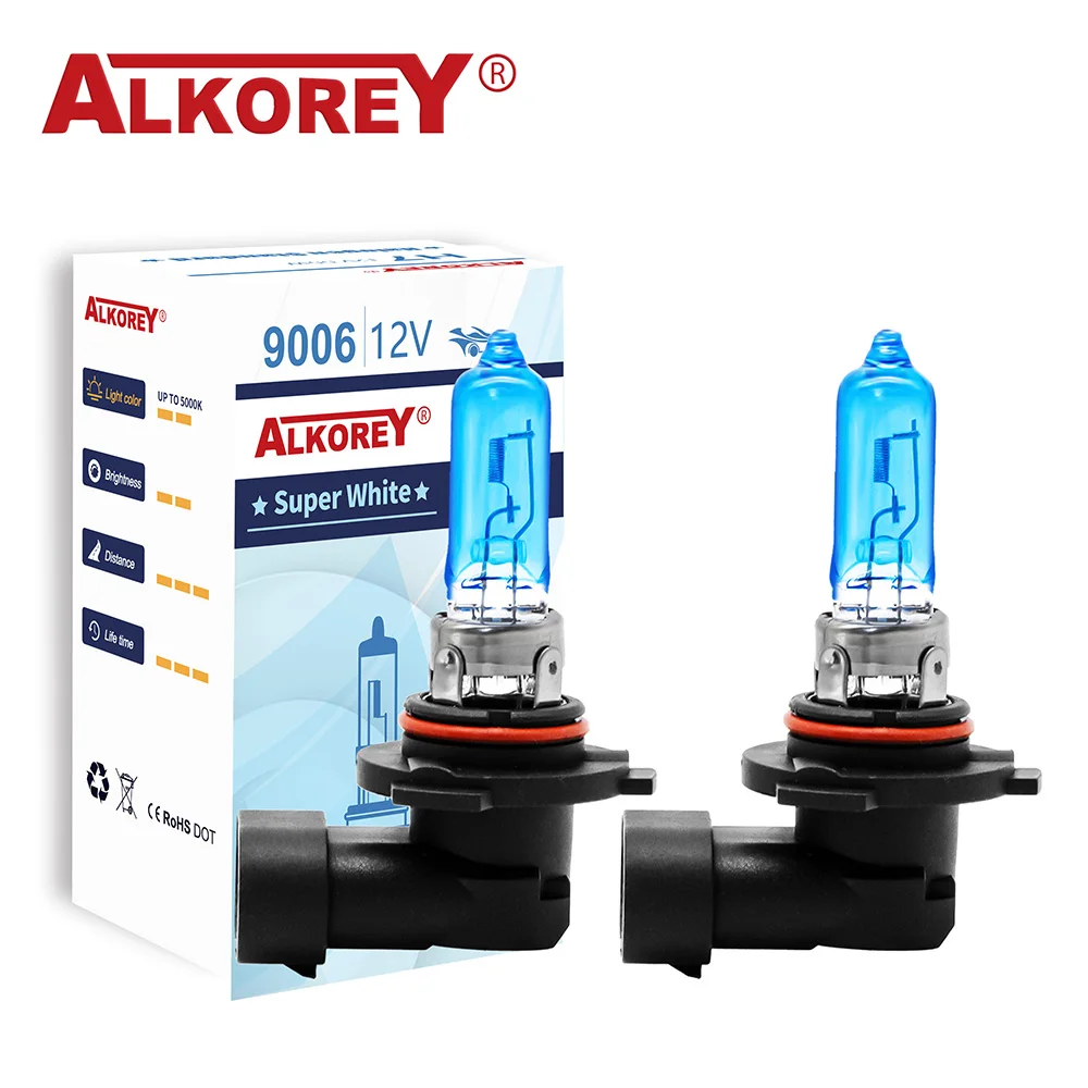 ALKOREY 슈퍼 화이트 쿼츠 유리 크세논 자동차 헤드라이트 램프, 할로겐..