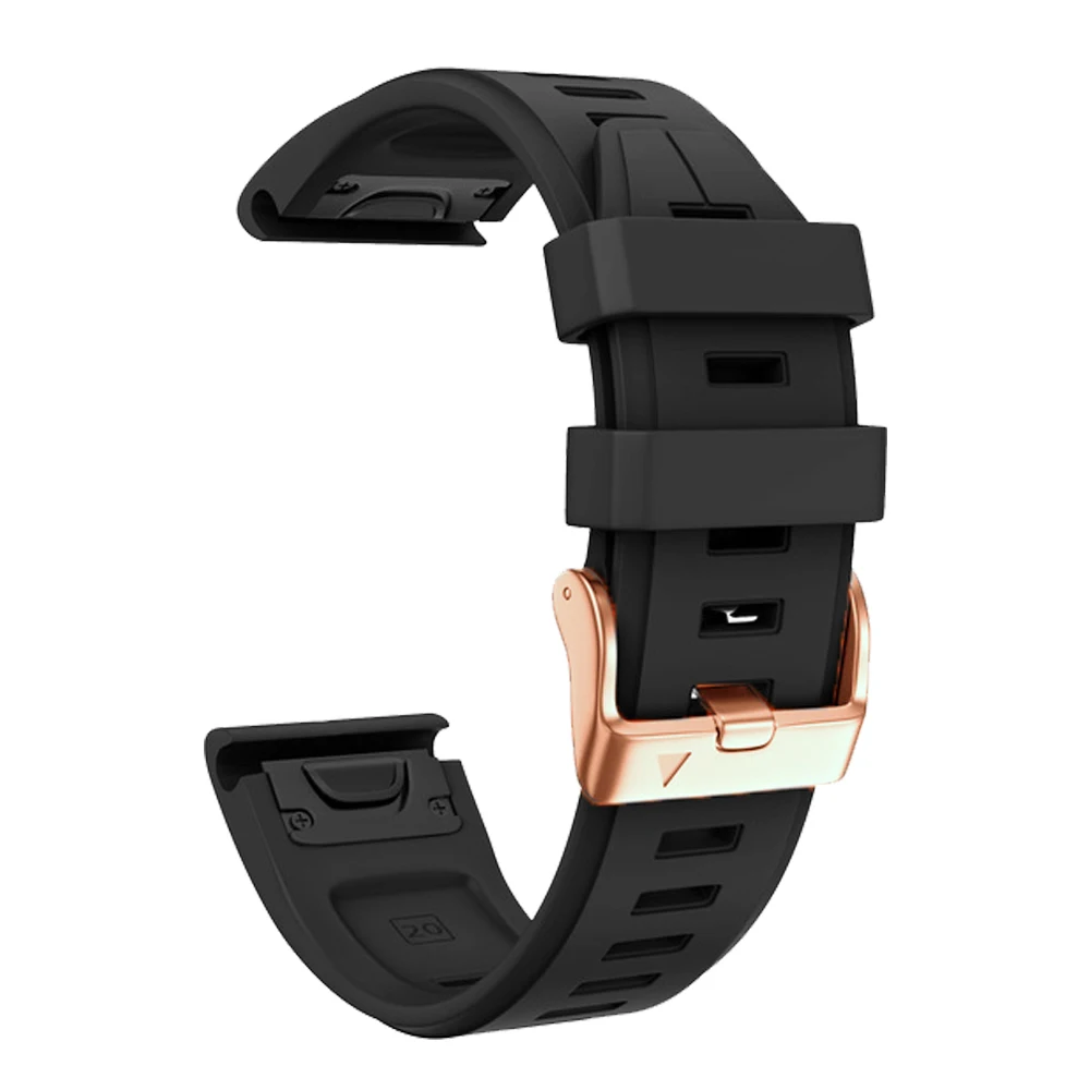 Elegant 20mm Silicone Watch Band with Rose Gold Buckle - Quickfit Wristband Strap
