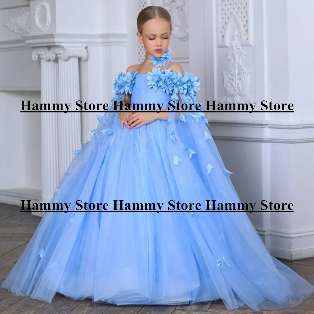 Children Party Dresses Birthday Off The Shoulder Ruched Ball Gown Graduation Communion Flower Girl Dress
