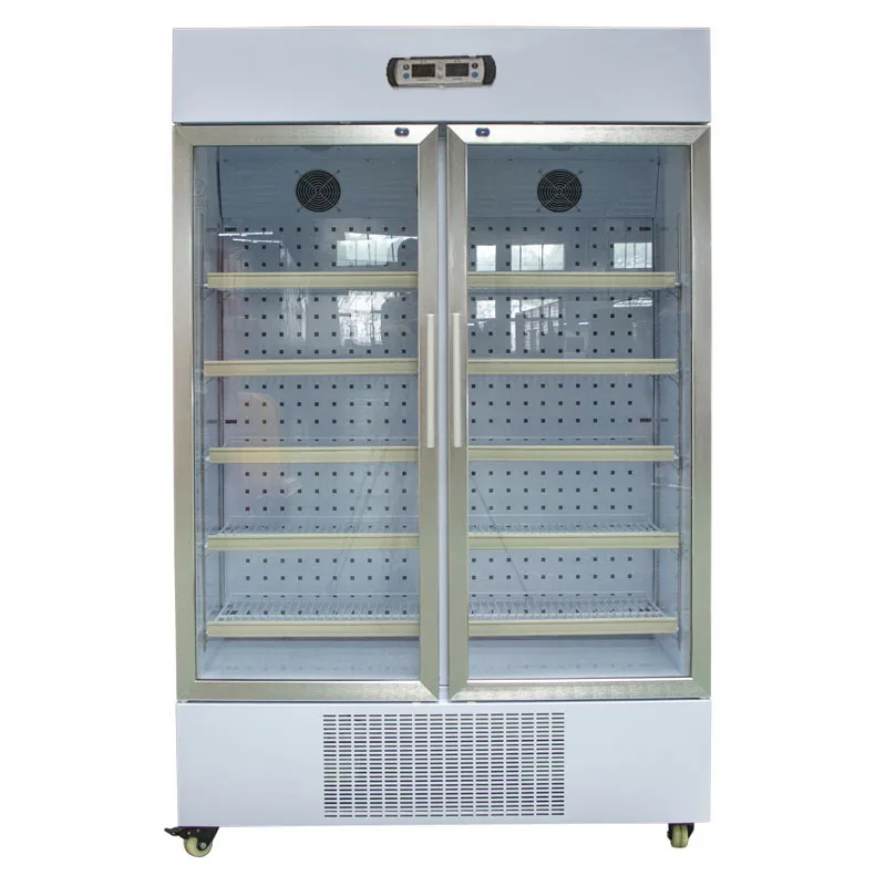 660L Double Glass Door GSP Standard Drug Cool Cabinet Pharmacy Storage Refrigerator