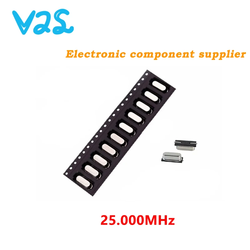 (10pcs) 100% New SMD 25M 25.000MHz 25MHZ 25.000M 20PPM 20PF Quartz Crystal Resonator Passive Oscillator 49SMD