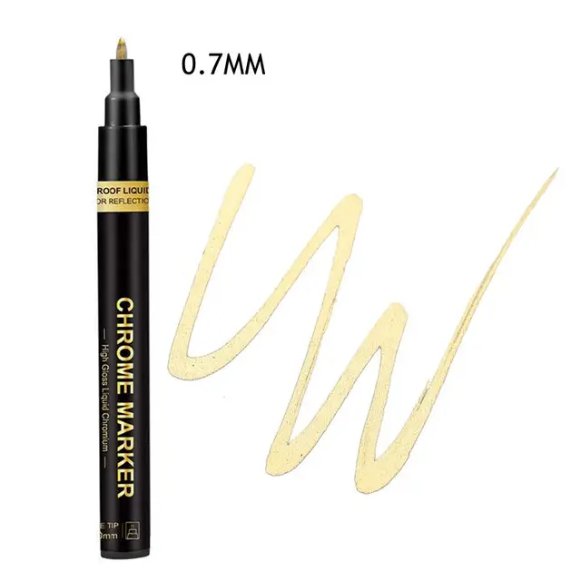 Haile Silver Mirror Marker Gold Liquid Pen Art Liquid Mirror DIY Resin Paint Mirror Chrome Metallic Craftwork Pen Accessories gold Mirror-0.7mm