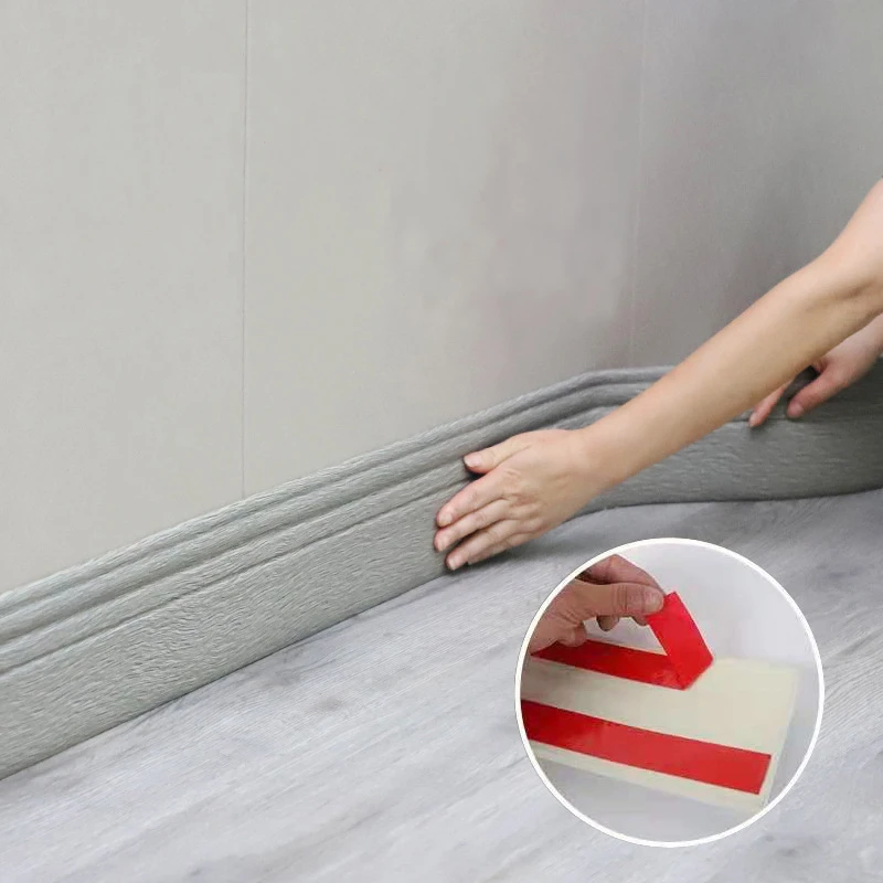 

9.8cmx500cm 3D Wall Trim Line Skirting Border Self Adhesive Waterproof Baseboard Wood Grain Wall Sticker For Living Room Decor