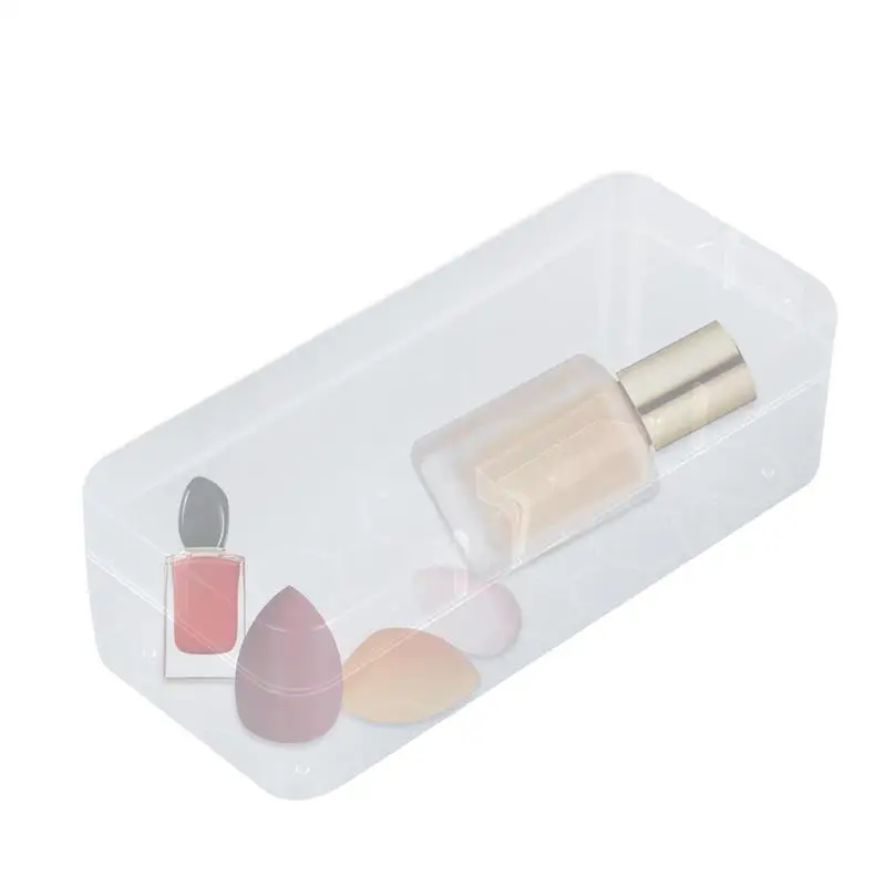 

Mini Storage Containers With Flap Lid Durable Dustproof Clear Mini Plastic Rectangular Organizer Box For Cosmetics Jewelry