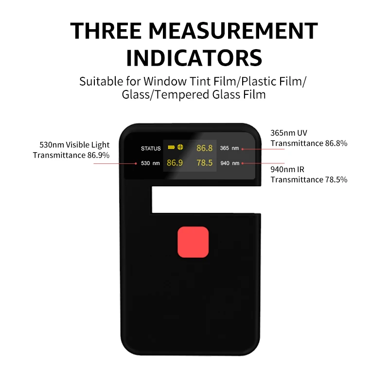 VL/UV/IR Transmittance Tester Portable Solar Film Optical Glasses Tempered Glass Window Tester 3