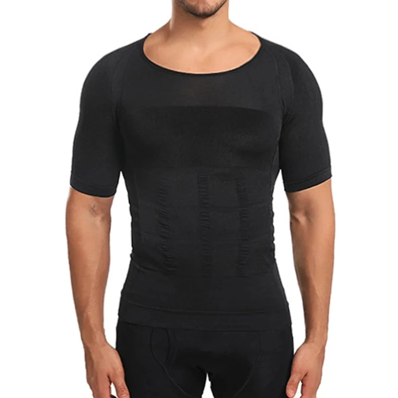 Slimming Vest Men's Slimming Shaper Posture Vest Men's Compression T-Shirt Body Building Fat Burn Chest Tummy Shirt Slim Dry Quick Under Shirt