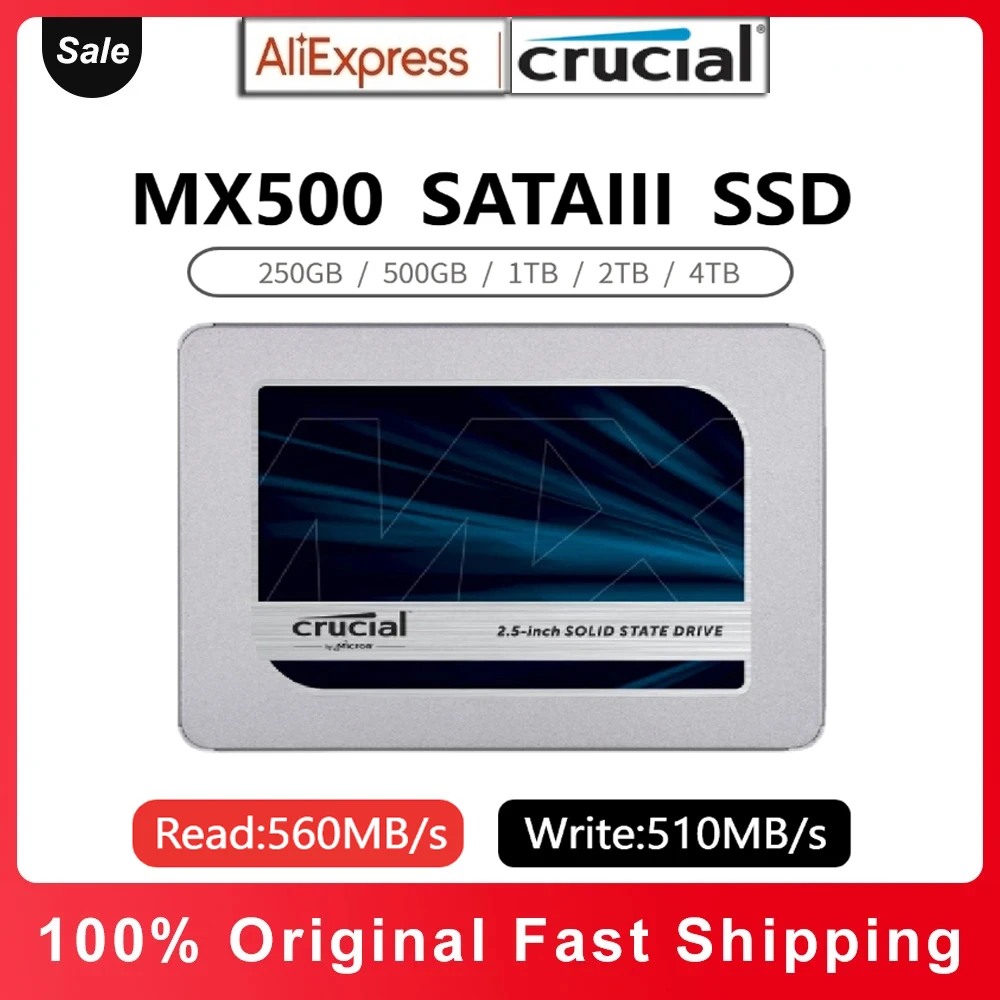 Crucial MX500 HDD SATA3 SSD 500GB 1TB 2TB 4TB Internal