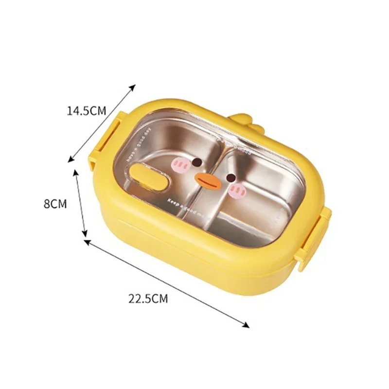 Stainless Steel Yellow Duck Reusable Lunch Box for Kids Outdoor Picnic