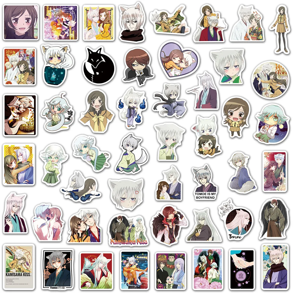50Pcs Momozono Nanami Kamisama 러브 키스 스티커 Tomoe 애니메이션 스티커 가방 노트북 자전거 노트북 미학 데칼 장식
