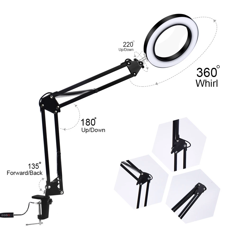 Proteção para os Olhos Lâmpada de Mesa Lâmpada de Leitura de Aprendizagem Luz de Reparo Dobrável Braço Longo Clip-estilo Lupa Eletrônico Usb Led 2 Online shopping