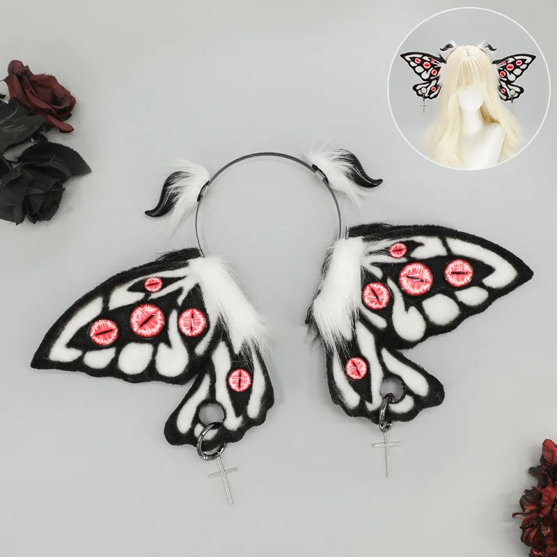 Mottenohren Stirnband Fursuit Dämon Kopfbedeckung Cosplay Kostüme Fantasy Kreaturen Great Old Ones Cthulhu Evil Eyes Kunstpelz Haarreifen – Detail 13
