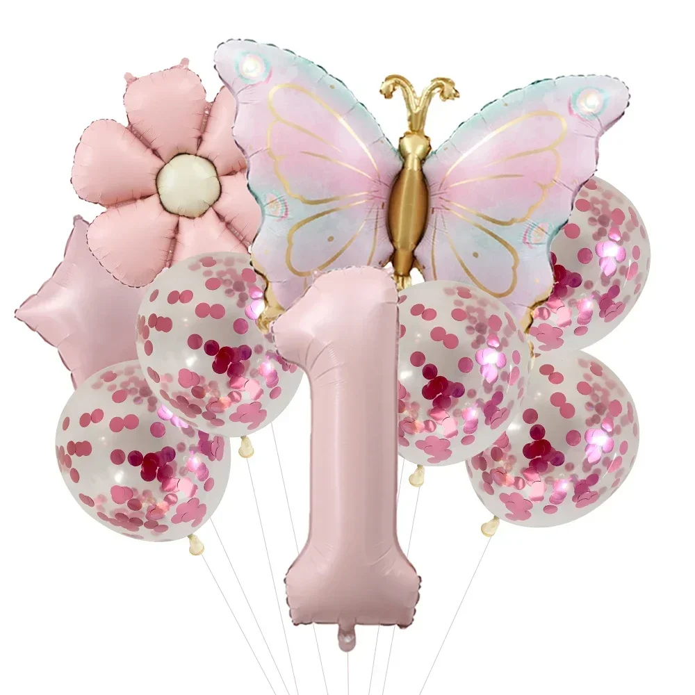 Pink Butterfly Foil Balloons for 5th Birthday and Themed Celebrations